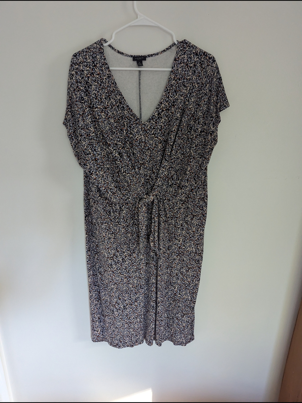 Ann Taylor Black and White Floral-Pattern Midi Dress
